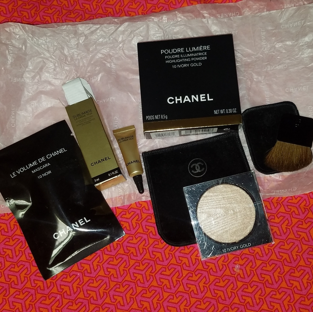 🎄SALE🎄Chanel Poudre Lumiere highlighter + Sublimage + brush + mascara